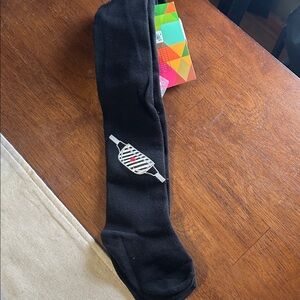 Zubii Black Girl’s Knee High Socks with Heart Detail on Fanny Pack Size 2 NWT